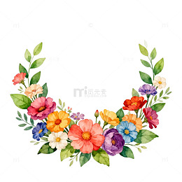 水彩花卉花环设计图