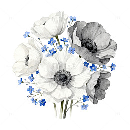 水墨风格花卉图案设计素材