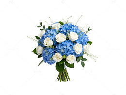 蓝白鲜花束装饰设计
