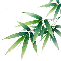 水墨竹叶国画风格绘画素材
