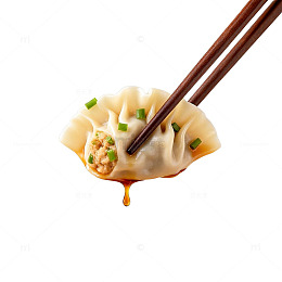 美味饺子筷子夹取图