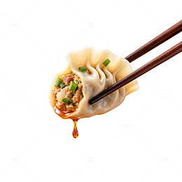 筷子夹饺子美食