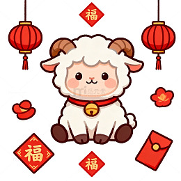 可爱卡通羊年新春元素设计素材