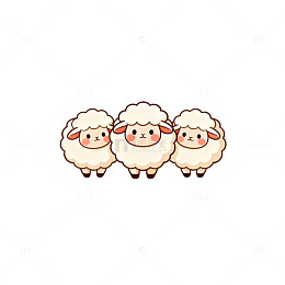卡通羊群插画