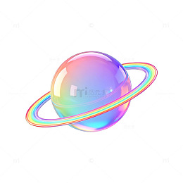 彩虹色星球卡通插画