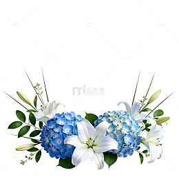 蓝色花卉装饰设计图案