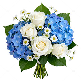 清新花香玫瑰绣球花束