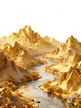 金色山水梦幻景观图片