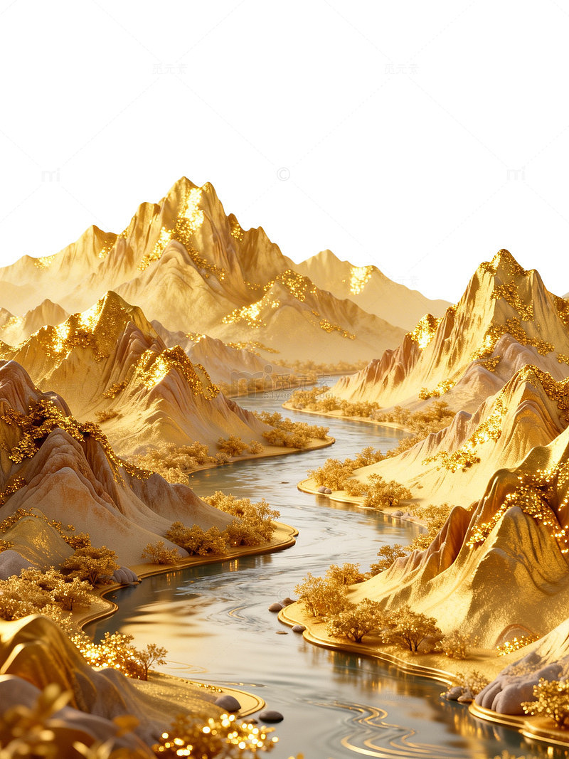 金色山水梦幻景观图片