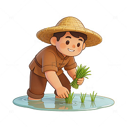 卡通农民插秧图