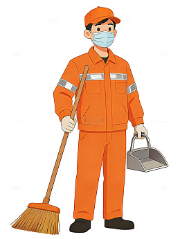 卡通清洁工环卫工五一劳动节形象元素