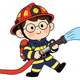 手绘Q版消防员