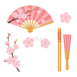 日系卡通 樱花  扇子