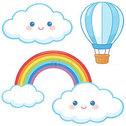 天空卡通扁平装饰元素可爱