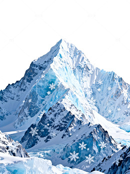 冰雪山峰风光插画