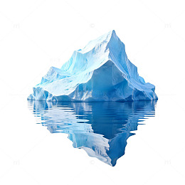 冰山倒影水彩画