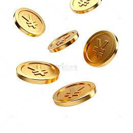 金色硬币漂浮货币财富
