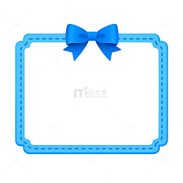 蓝色蝴蝶结装饰边框素材