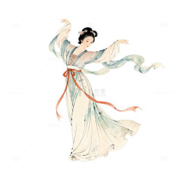 古风舞蹈服饰插画