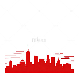红色城市天际线剪影矢量图