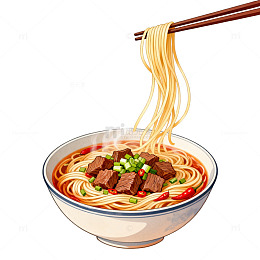 手绘牛肉面美食插画