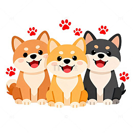 卡通柴犬图案插画设计素材