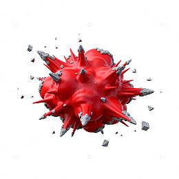 红色爆炸病毒3D渲染素材