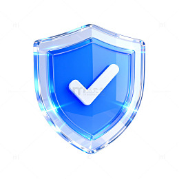 蓝色盾牌安全标识图案