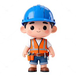 卡通建筑工人形象3D模型