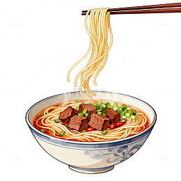 卡通牛肉面插画设计素材