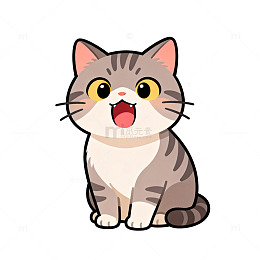 可爱卡通灰猫表情包设计素材
