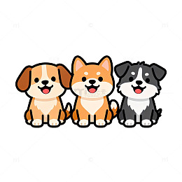 可爱卡通小狗插画设计元素