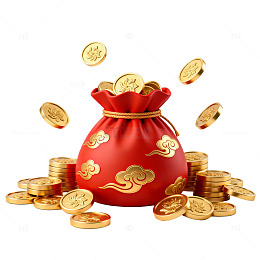 红色福袋金币新年吉祥素材