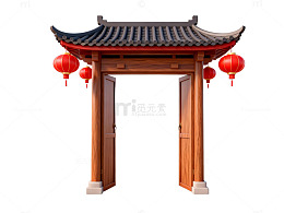 传统中式门楼灯笼装饰