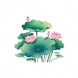 水墨荷花矢量插画设计元素