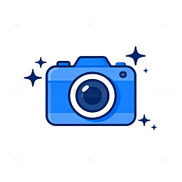 蓝色相机图标插画