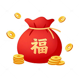 喜庆福袋金币插画