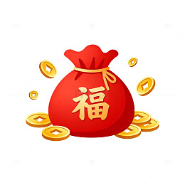 喜庆中国风福袋金币插画