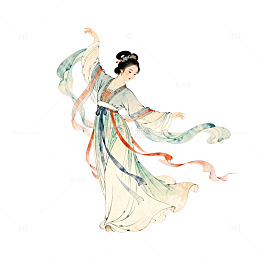 古典舞水墨画飘逸女子