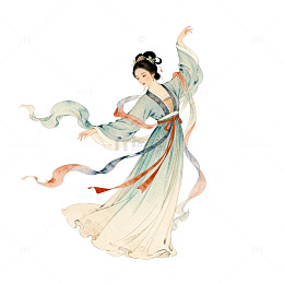 古风舞女水墨画