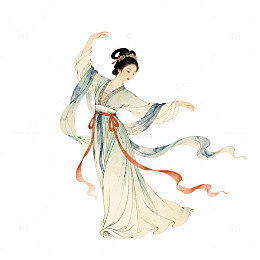 古风舞蹈水墨画