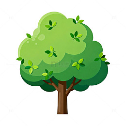 卡通风绿色树木插画素材