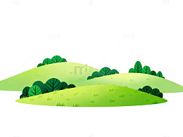 卡通风格丘陵树木矢量图