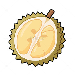 手绘卡通夏天榴莲免抠元素