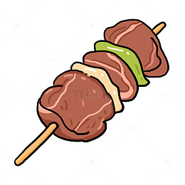 手绘卡通烤肉串免抠元素
