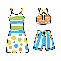 夏天服装服饰手绘免抠元素