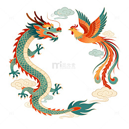 龙凤呈祥传统图案插画