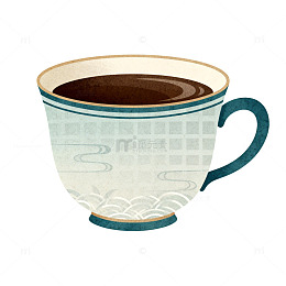 复古风格咖啡杯插画