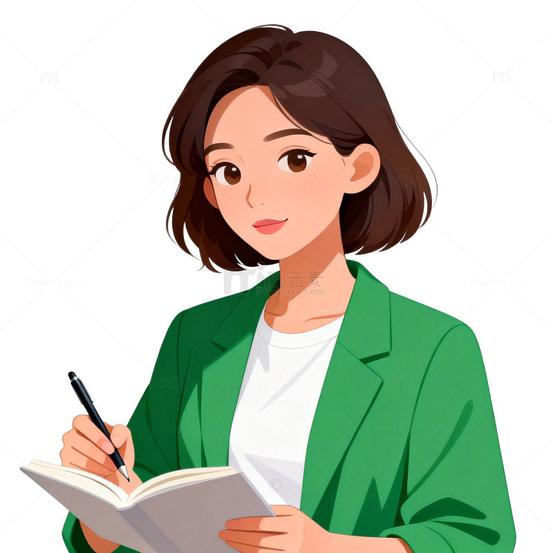 卡通女性写作图像