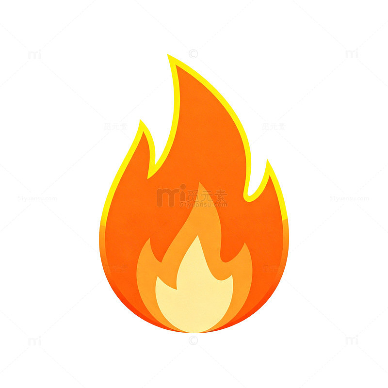 火焰图标简笔画卡通风格矢量素材